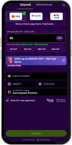 Spinmama casino Make a deposit