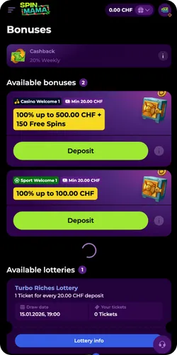 First Deposit on Spinmama casino