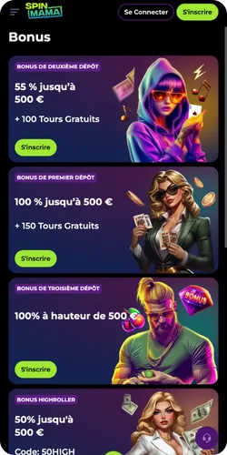 Spinmama casino Fenêtre d'inscription