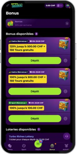 Casino Spinmama Trouvez la section Bonus